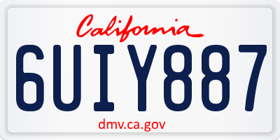 CA license plate 6UIY887