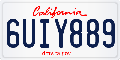CA license plate 6UIY889