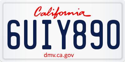 CA license plate 6UIY890