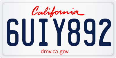 CA license plate 6UIY892