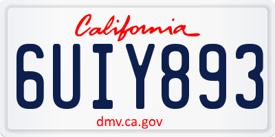 CA license plate 6UIY893
