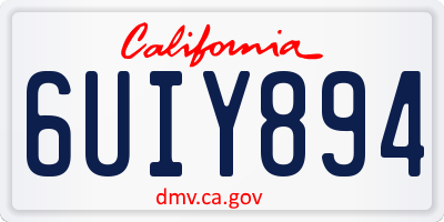 CA license plate 6UIY894