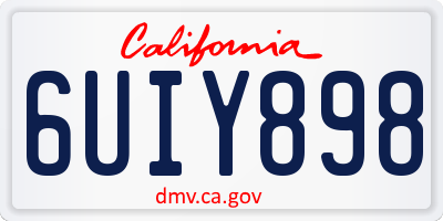 CA license plate 6UIY898