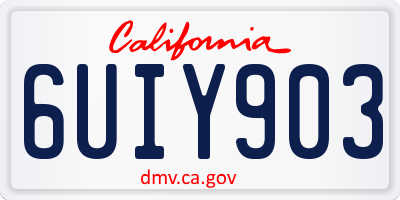 CA license plate 6UIY903