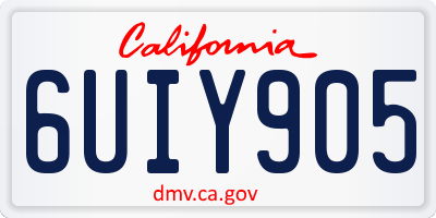 CA license plate 6UIY905