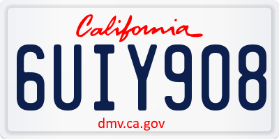 CA license plate 6UIY908