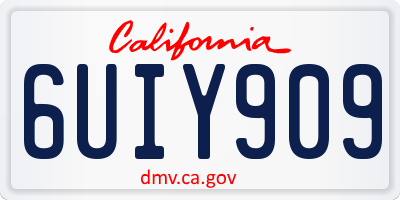 CA license plate 6UIY909