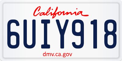 CA license plate 6UIY918