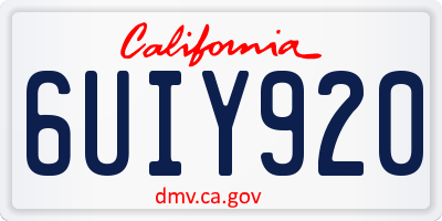CA license plate 6UIY920