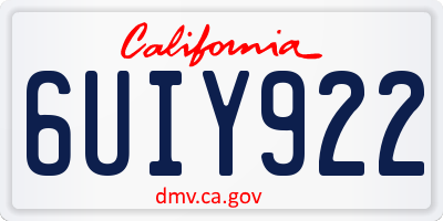 CA license plate 6UIY922