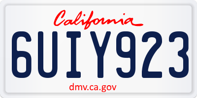 CA license plate 6UIY923