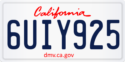 CA license plate 6UIY925