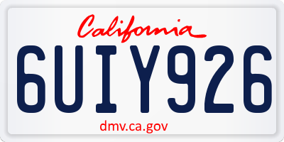 CA license plate 6UIY926