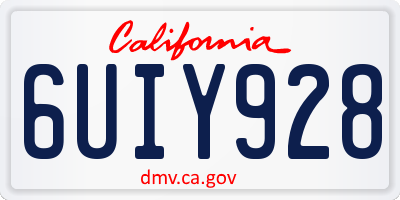CA license plate 6UIY928