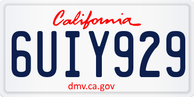 CA license plate 6UIY929