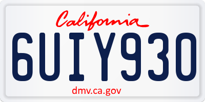 CA license plate 6UIY930
