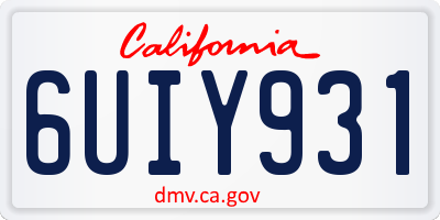 CA license plate 6UIY931