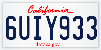 CA license plate 6UIY933