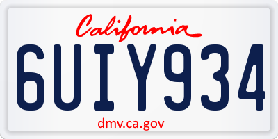 CA license plate 6UIY934