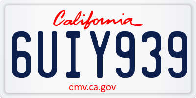 CA license plate 6UIY939
