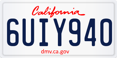 CA license plate 6UIY940