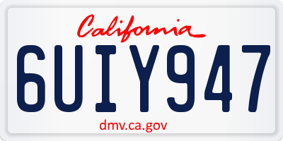 CA license plate 6UIY947