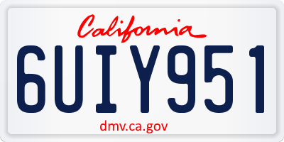 CA license plate 6UIY951