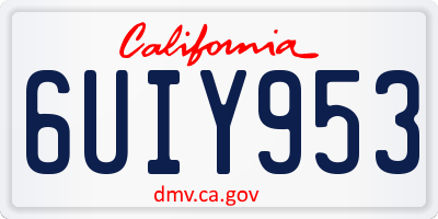 CA license plate 6UIY953
