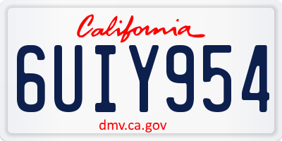 CA license plate 6UIY954