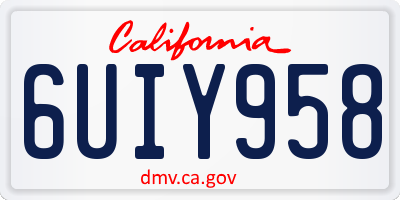 CA license plate 6UIY958