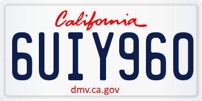 CA license plate 6UIY960