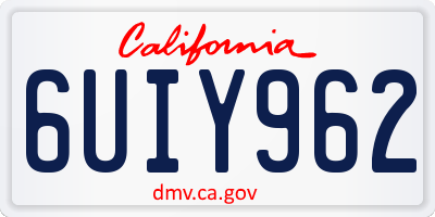 CA license plate 6UIY962
