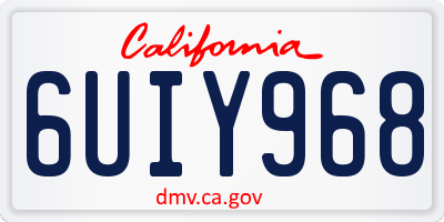 CA license plate 6UIY968