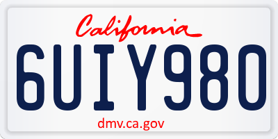 CA license plate 6UIY980