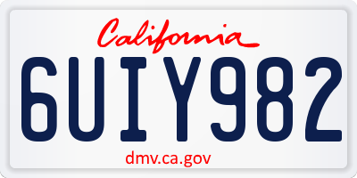 CA license plate 6UIY982