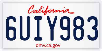 CA license plate 6UIY983