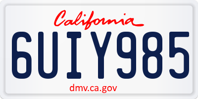 CA license plate 6UIY985
