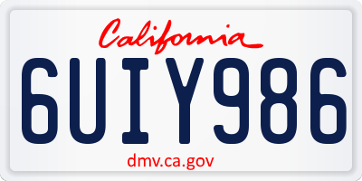 CA license plate 6UIY986
