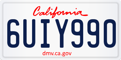 CA license plate 6UIY990