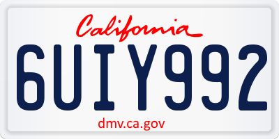 CA license plate 6UIY992