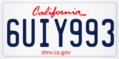 CA license plate 6UIY993