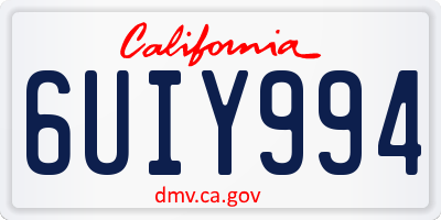 CA license plate 6UIY994