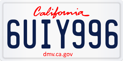 CA license plate 6UIY996
