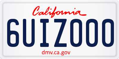 CA license plate 6UIZ000