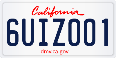 CA license plate 6UIZ001