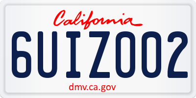 CA license plate 6UIZ002