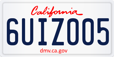CA license plate 6UIZ005