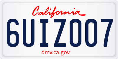 CA license plate 6UIZ007
