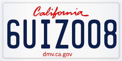 CA license plate 6UIZ008