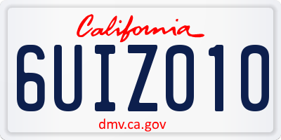CA license plate 6UIZ010